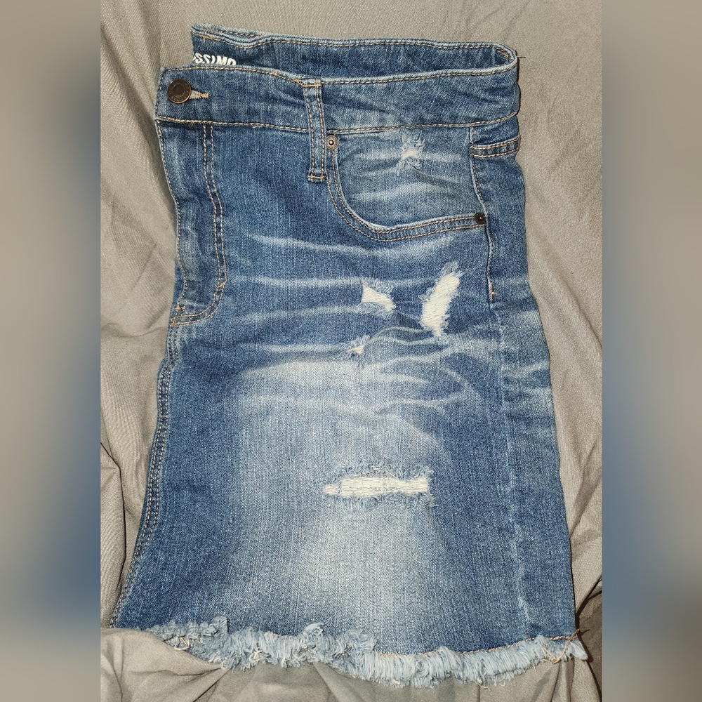 EUC Massimo Supply Co. Distressed Denim Mini Skirt